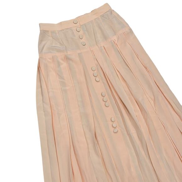 Vintage Paris Peach Pleat Midi Skirt - Picture 7 of 8